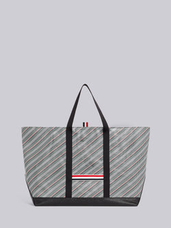STRIPED LEATHER-TRIM TOTE BAG