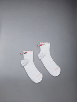SCALLOPED EDGE POINTELLE STITCH CREW SOCKS