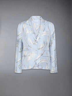 FEATHER PRINTED SILK TWILL HIGH ARMHOLE SPORTCOAT