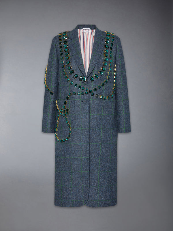 WINDOWPANE HUNTING TWEED TROMPE L'OEIL JACKET WITH SWAROVSKI CRYSTAL - featured image