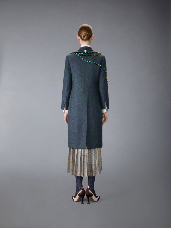 WINDOWPANE HUNTING TWEED TROMPE L'OEIL JACKET WITH SWAROVSKI CRYSTAL - image 3