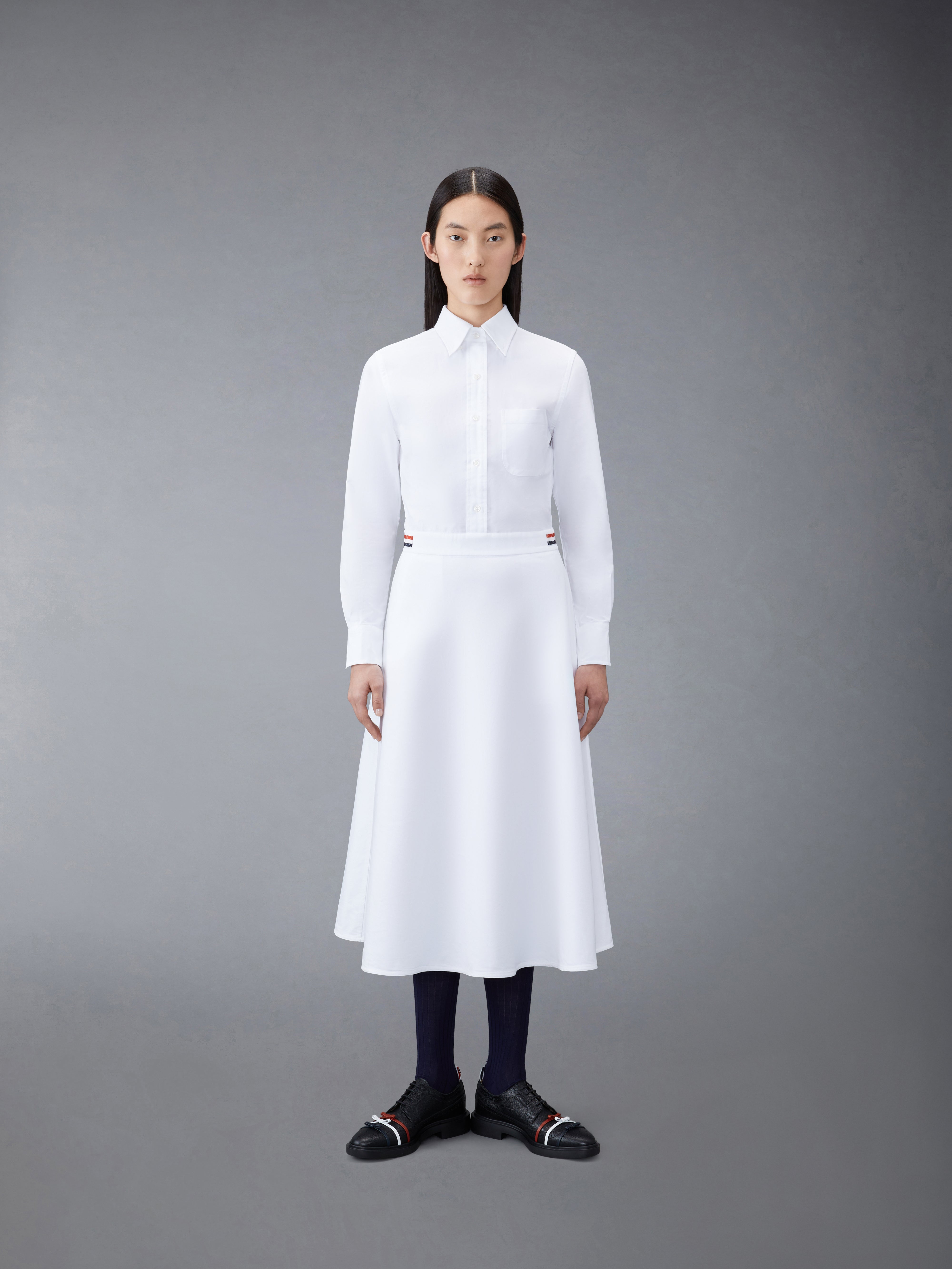 Women's Oxford A-line Shirtdress in White Size 48 Women's Oxford A-line Shirtdress in White Size 48