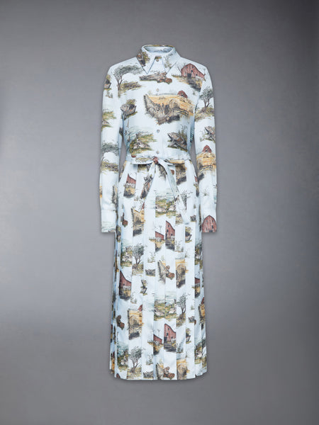 風景トワル シルクツイル プリーツ シャツワンピース