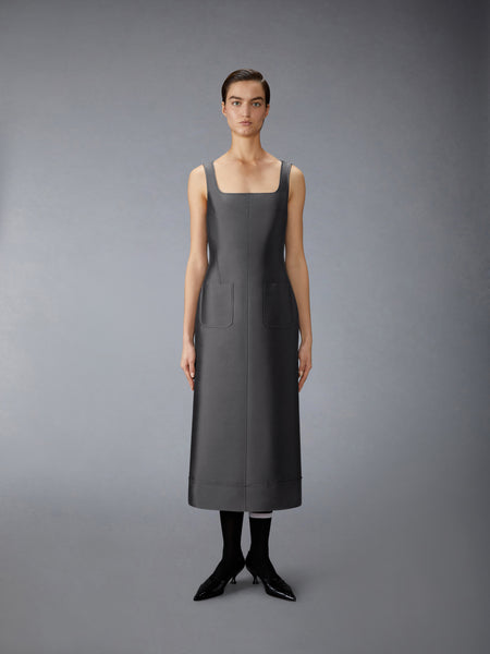 WOOL AND SILK SQUARE NECK COLUMN DRESS
