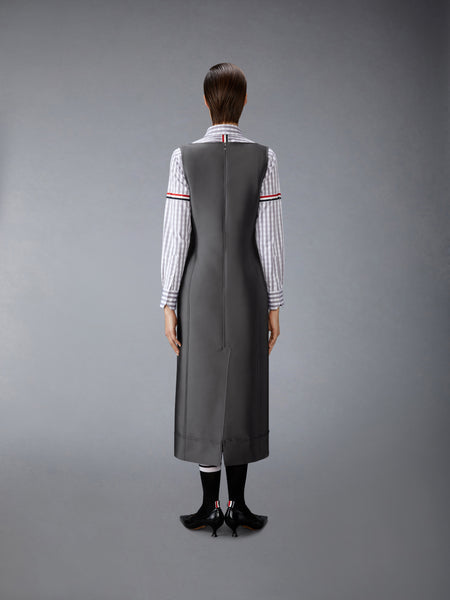WOOL AND SILK SQUARE NECK COLUMN DRESS