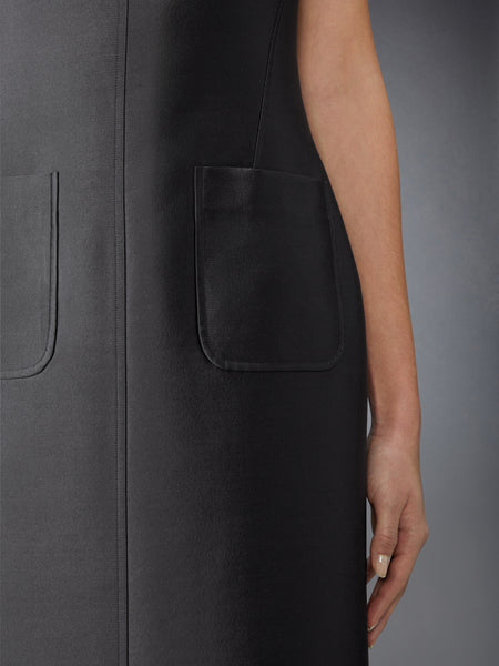 WOOL AND SILK SQUARE NECK COLUMN DRESS