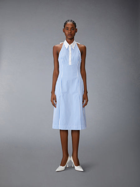 オーニングストライプ ポプリン ポロ ホルターワンピース