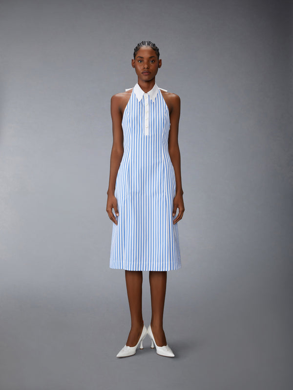 AWNING STRIPED POPLIN POLO HALTER DRESS - image 1