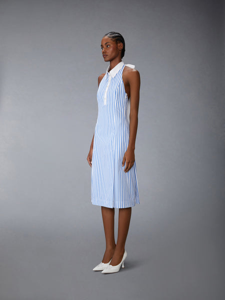 オーニングストライプ ポプリン ポロ ホルターワンピース