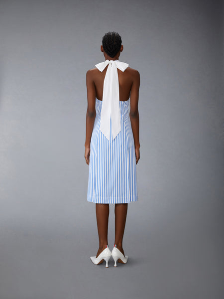 オーニングストライプ ポプリン ポロ ホルターワンピース
