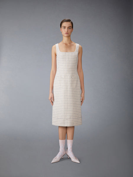 ガンクラブチェック ハンティングツイード スクエアネック コルム ワンピース