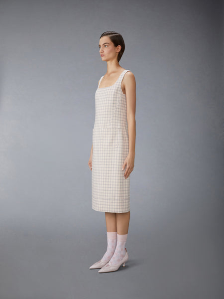 ガンクラブチェック ハンティングツイード スクエアネック コルム ワンピース