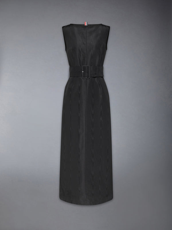 SILK MOIRE BOAT NECK COLUMN DRESS - featured image