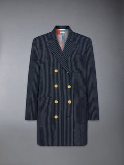 PINSTRIPE HIGH TWIST WOOL SACK SPORTCOAT DRESS