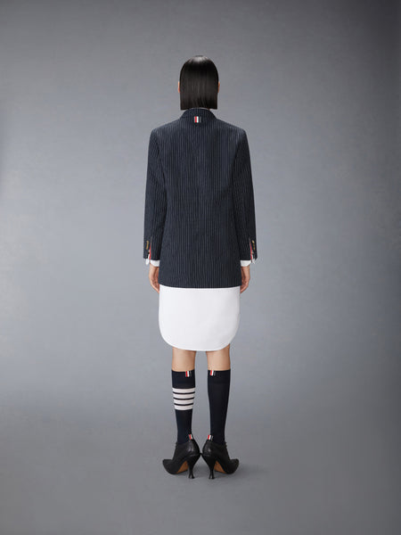 ピンストライプ ハイツイストウール サック スポーツコート ワンピース