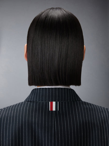 ピンストライプ ハイツイストウール サック スポーツコート ワンピース