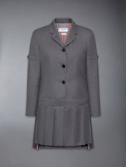 SUPER 120'S TWILL SPORTCOAT PLEATED MINI DRESS