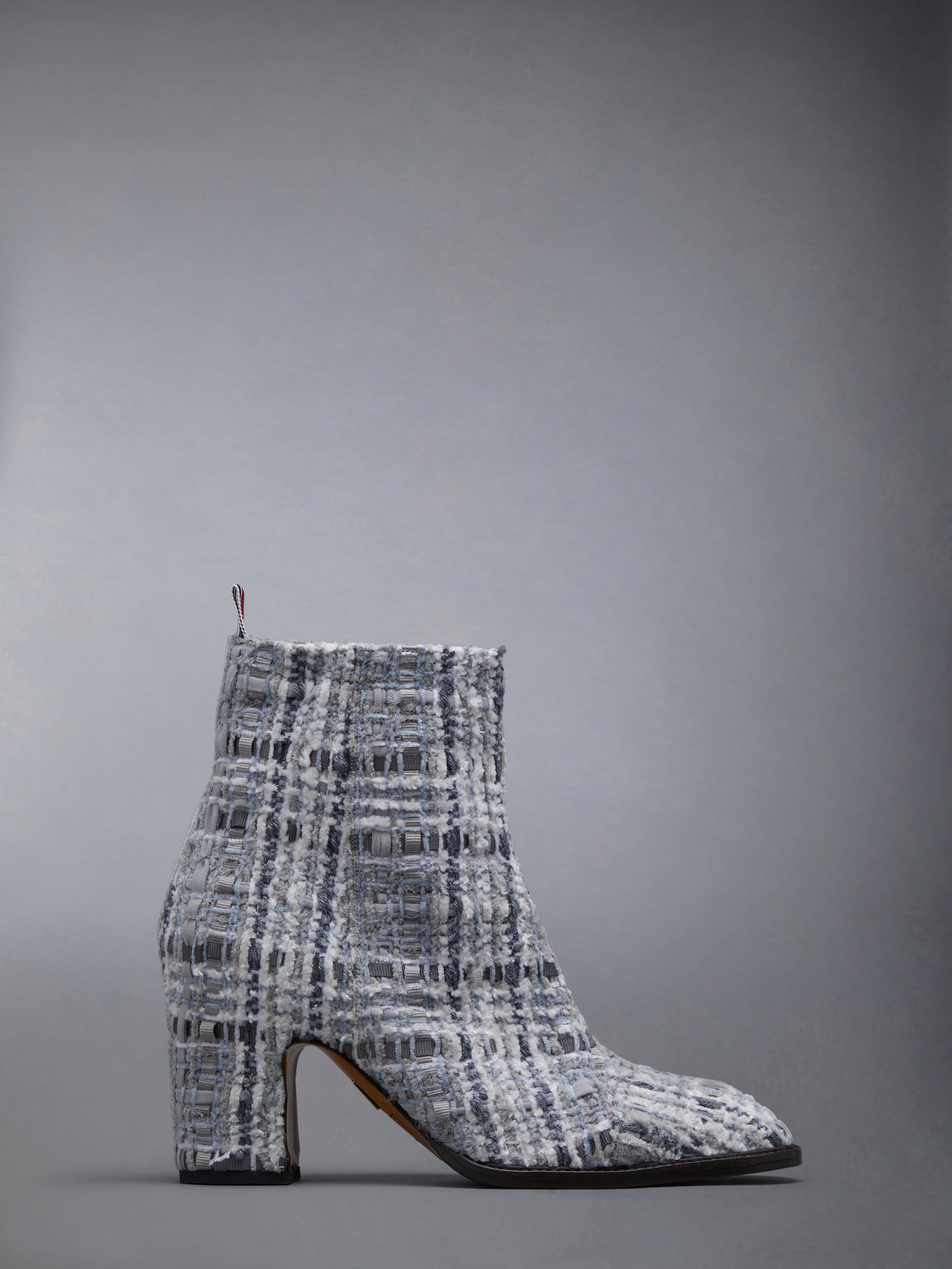 THOM BROWNE Prince Of Wales Check Chenille Tweed 75Mm Block Heel Ankle Boot