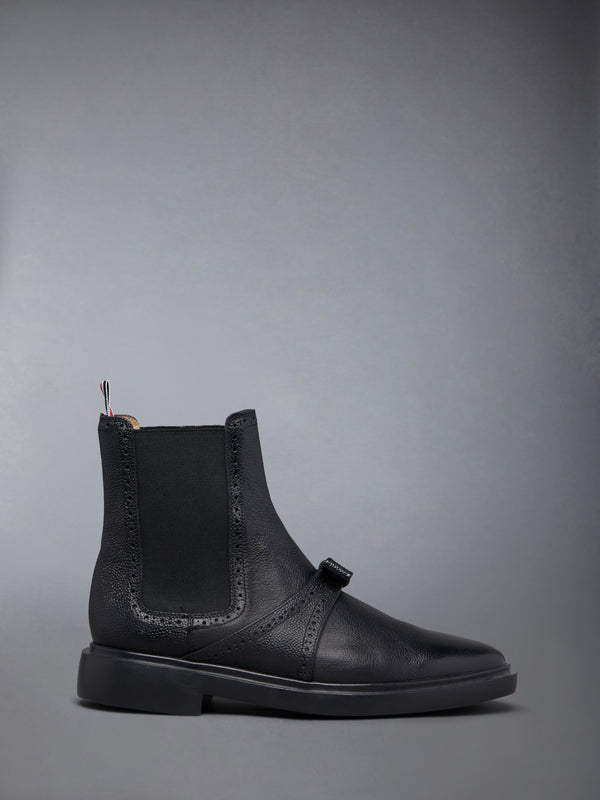 PEBBLE GRAIN RUBBER SOLE BROGUE BOW CHELSEA BOOT - featured image
