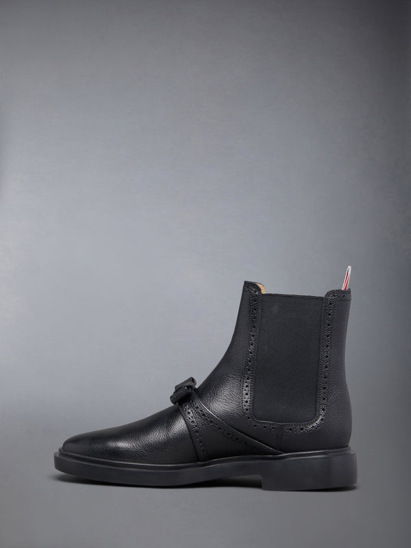 PEBBLE GRAIN RUBBER SOLE BROGUE BOW CHELSEA BOOT - image 3