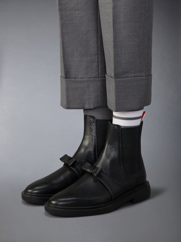 PEBBLE GRAIN RUBBER SOLE BROGUE BOW CHELSEA BOOT - image 4