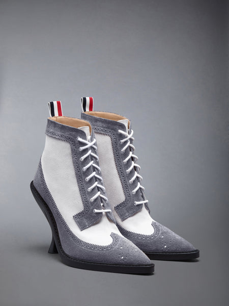 CALF SUEDE WINGTIP BOOT 90MM