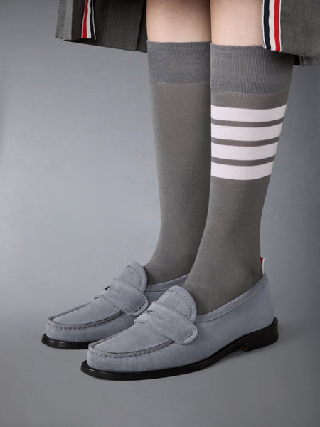 CALF SUEDE PLEATED VARSITY LOAFER