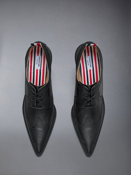 페블 그레인 롱윙 브로그 커브드 하이 힐 105MM