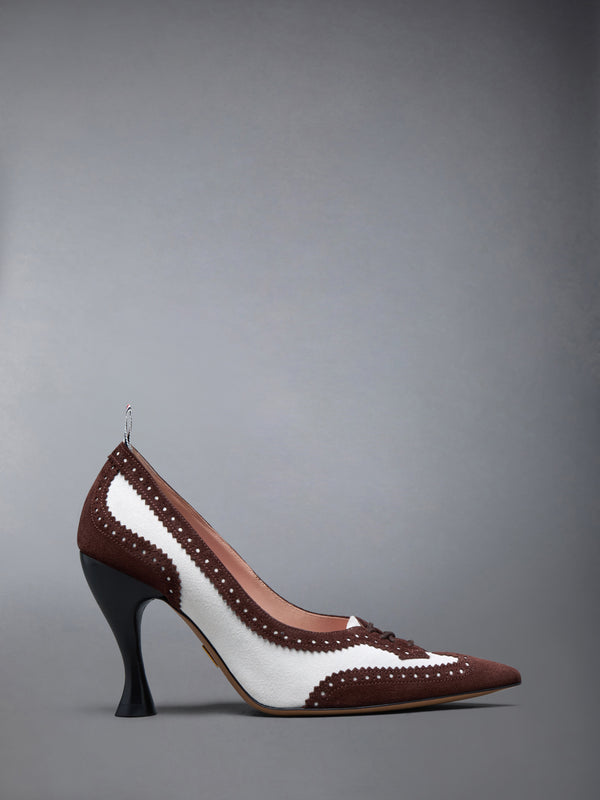 CALF SUEDE LOW THROAT WINGTIP PUMP 90MM - featured image