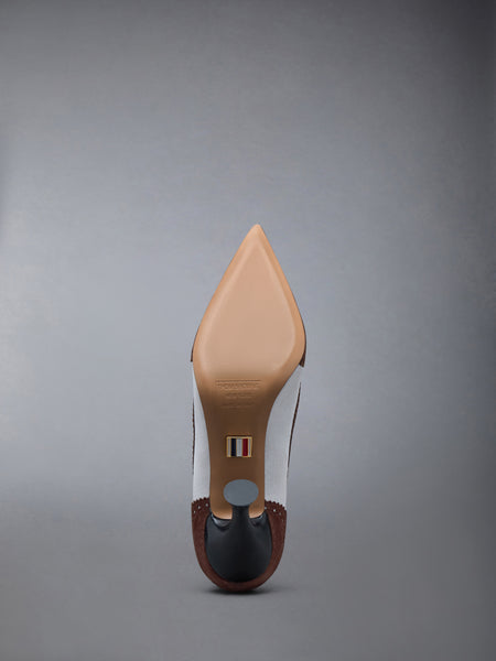 CALF SUEDE LOW THROAT WINGTIP PUMP 90MM