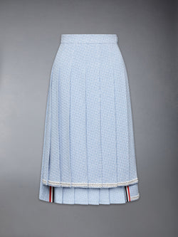 SOLID TWEED KNEE LENGTH PLEATED SKIRT