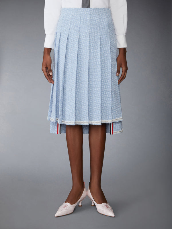 SOLID TWEED KNEE LENGTH PLEATED SKIRT - image 1