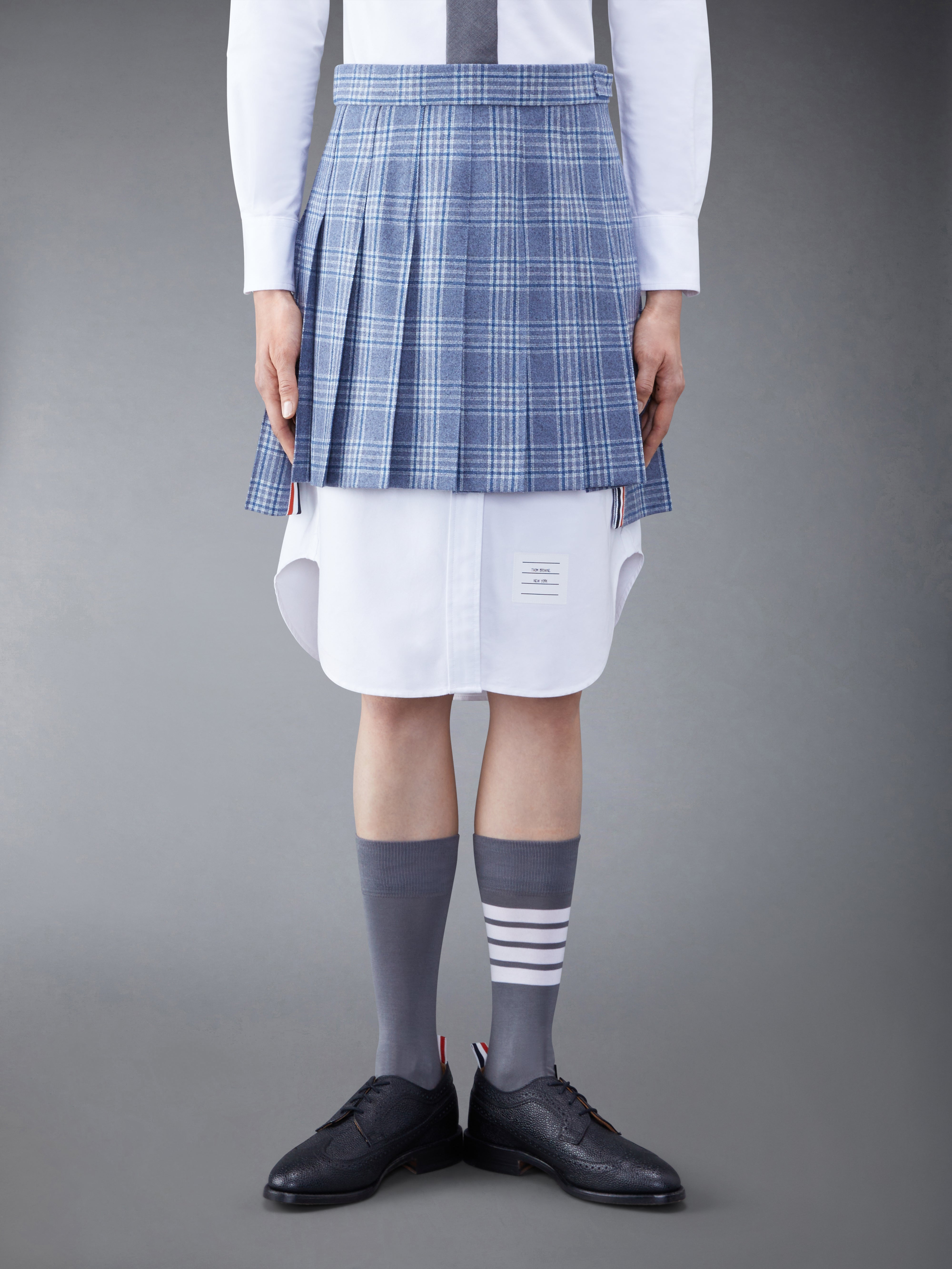 Thom Browne｜SKIRTS (FGC402A F0428 310) Plain Weave 4 Bar Mini Pleated Skirt | Thom Browne