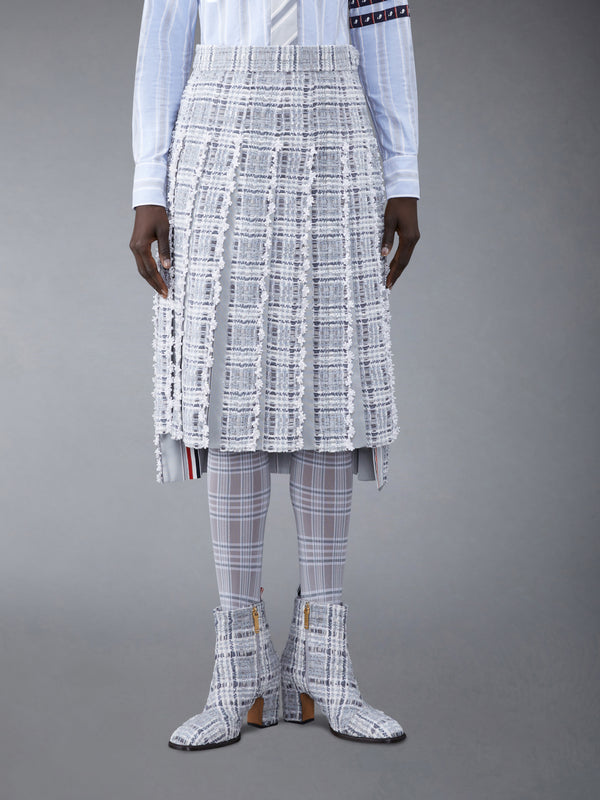 Prince of Wales Chenille Tweed Wave Classic Pleated Skirt