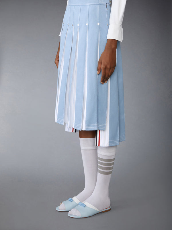 DENIM COMBO DROPPED BACK PLEATED SKIRT - image 2