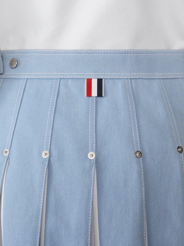 DENIM COMBO DROPPED BACK PLEATED SKIRT - image 6