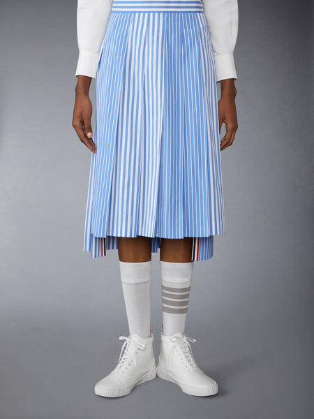 AWNING STRIPED POPLIN FUNMIX PLEATED SKIRT