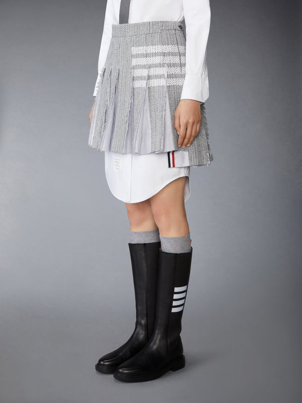 SOLID TWEED 4-BAR PLEATED MINI SKIRT - image 2