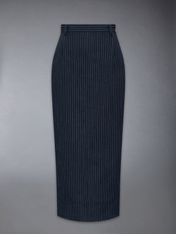 PINSTRIPE HIGH TWIST WOOL HIGH WAISTED PENCIL SKIRT