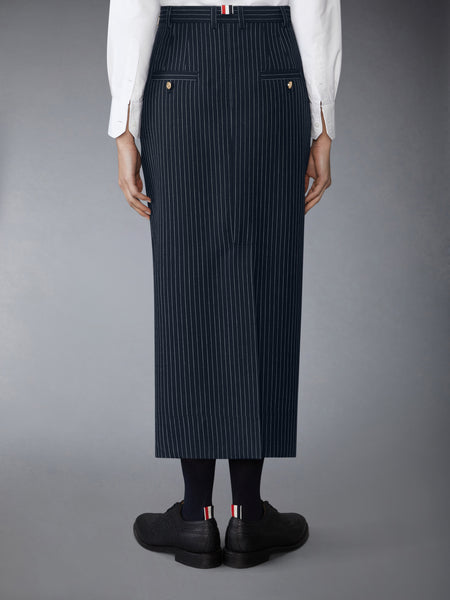 PINSTRIPE HIGH TWIST WOOL HIGH WAISTED PENCIL SKIRT