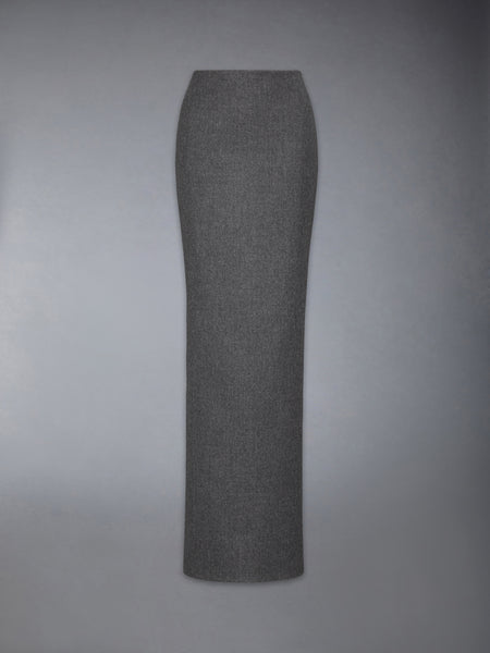 SOLID WOOL FLANNEL PENCIL SKIRT