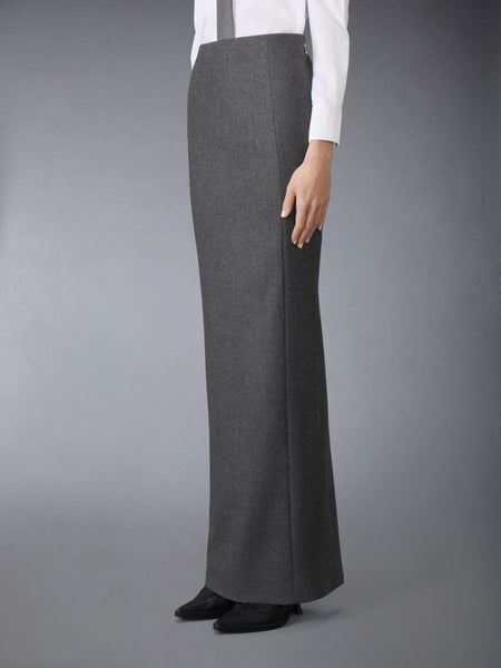 SOLID WOOL FLANNEL PENCIL SKIRT