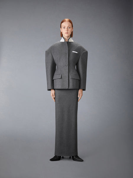 SOLID WOOL FLANNEL PENCIL SKIRT