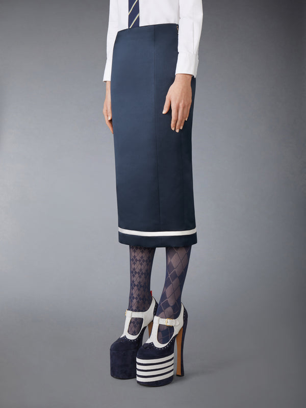 SOLID DOUBLE DUCHESS PENCIL SKIRT - image 2