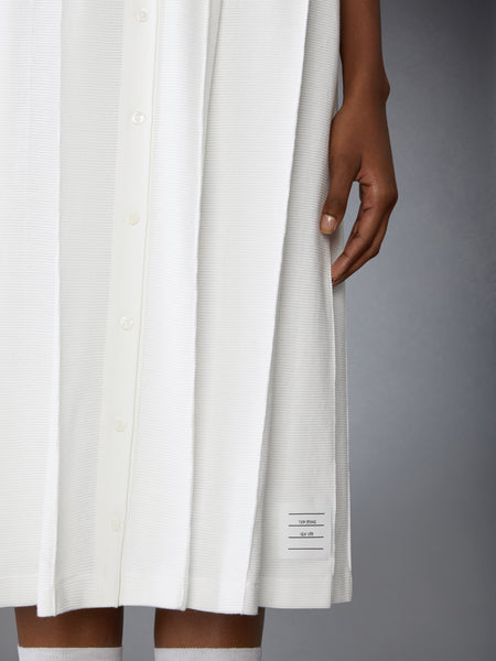 コットンワッフル プリーツ ポロワンピース