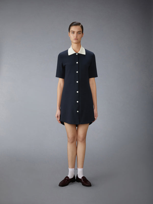 SOLID DOUBLE FACE KNIT POLO DRESS - image 1