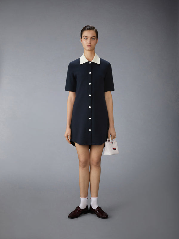 SOLID DOUBLE FACE KNIT POLO DRESS - image 4