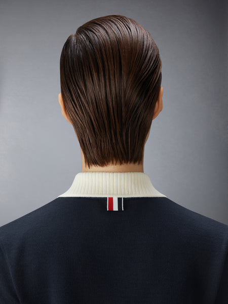 ソリッド ダブルフェイスニット ポロワンピース