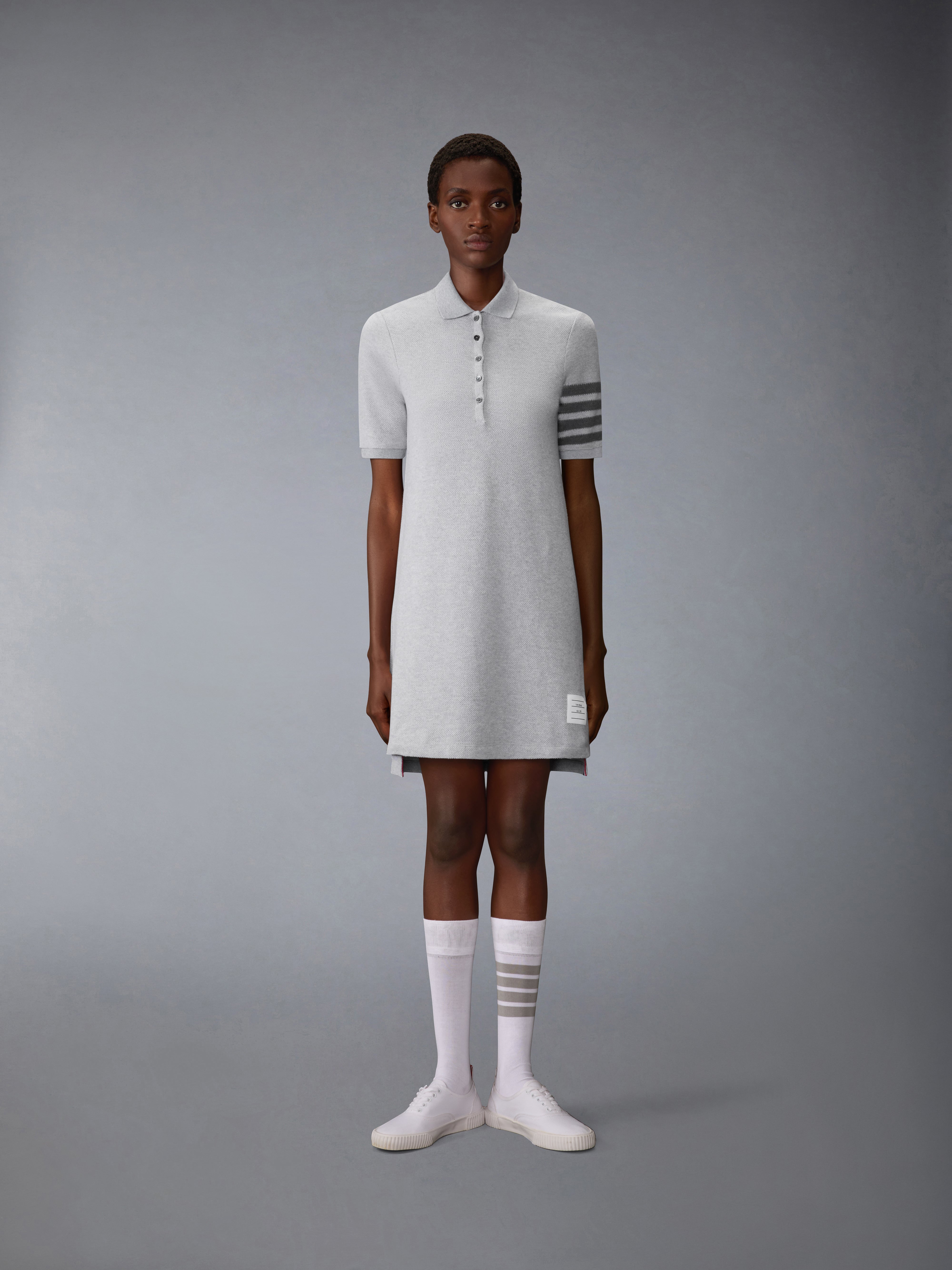 Women's Textured Pique Polo Dress in Pale Grey Size 36