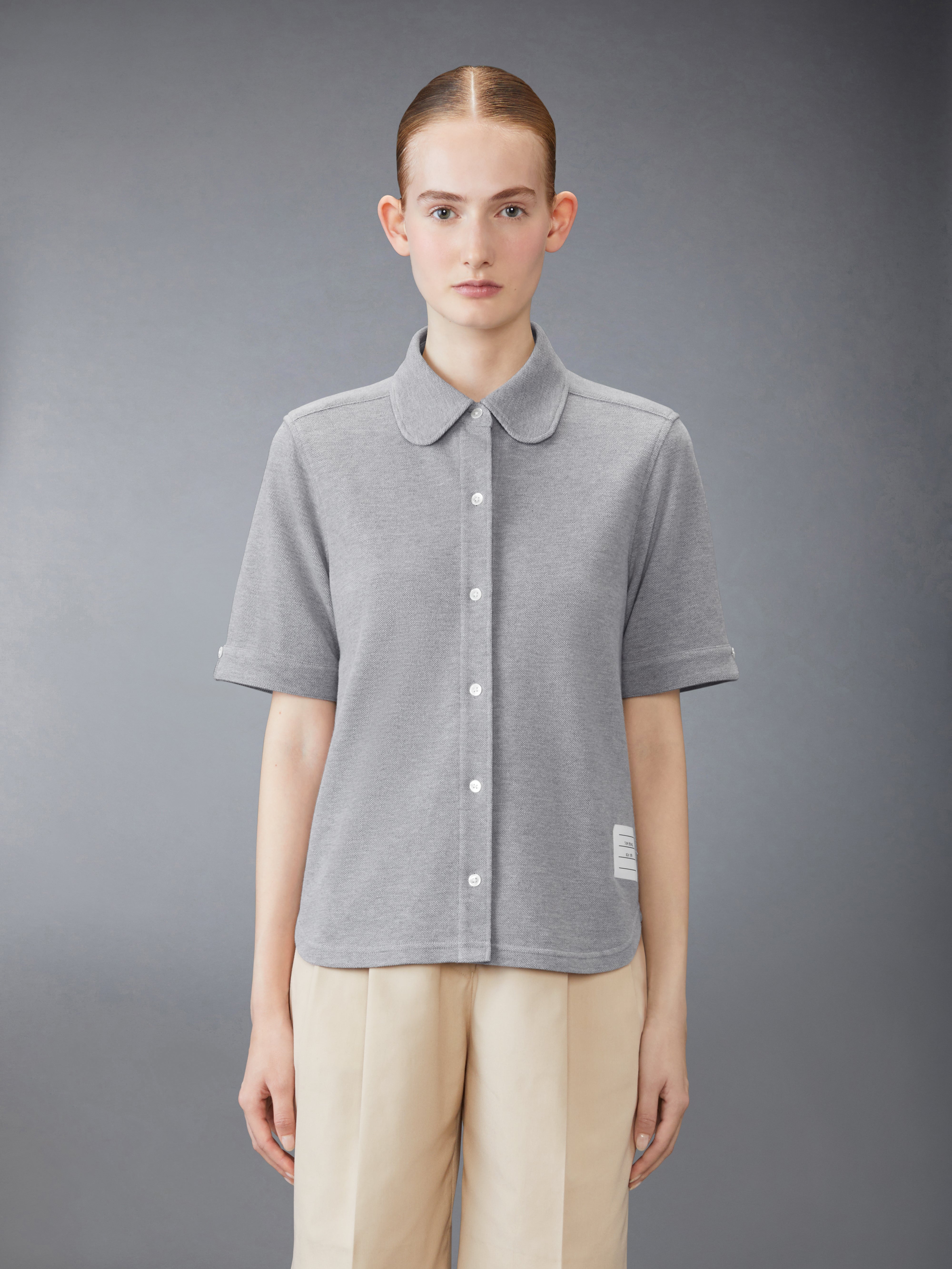 Short Sleeve Button Down Shirt In Cotton Pique | Thom Browne